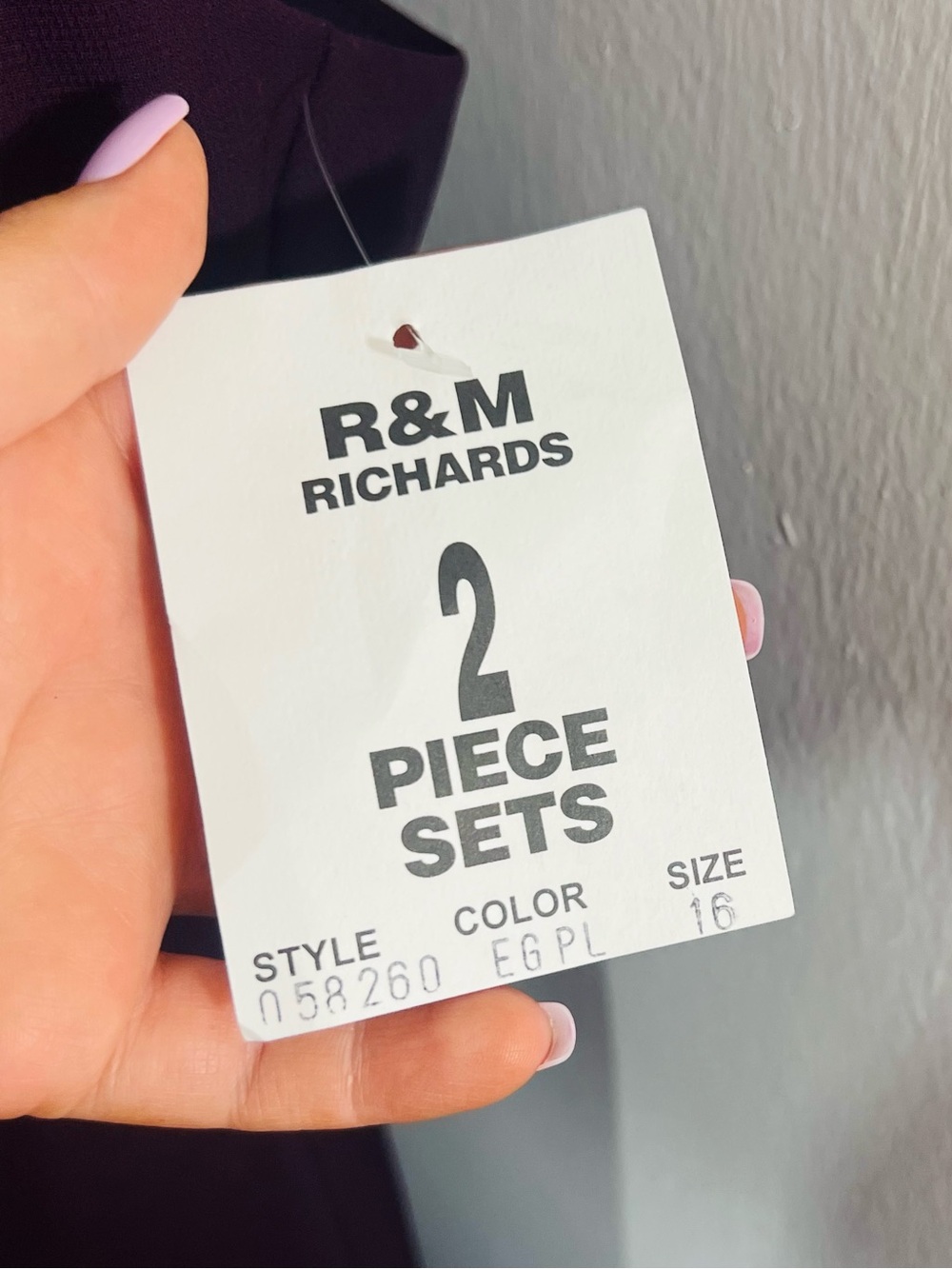 R&M Richards 2 Pc Maxi Eggplant Dress Set Made In USA Sheer NEW Size 16 Chiffon - Picture 9 of 13